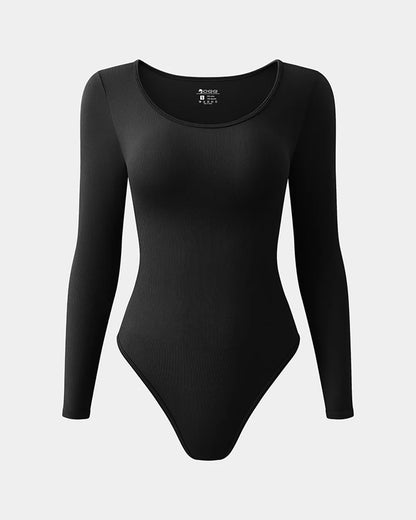 BODYSUIT MANGA LARGA CON CUELLO REDONDO Y TEXTURA CANALÉ