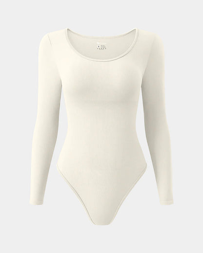BODYSUIT MANGA LARGA CON CUELLO REDONDO Y TEXTURA CANALÉ