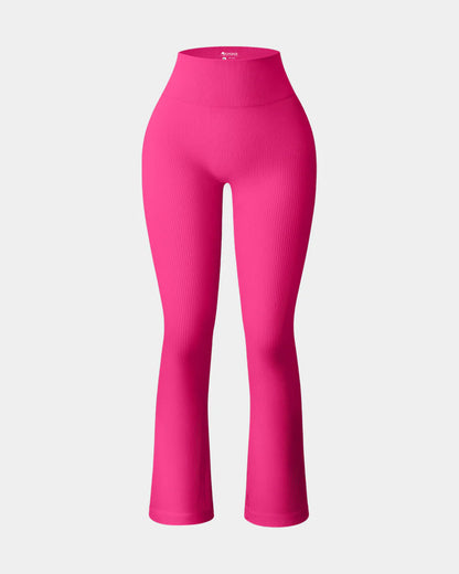PANTALONES DE ENTRENAMIENTO TALLE ALTO CON CONTROL DE ABDOMEN Y BOTA CAMPANA