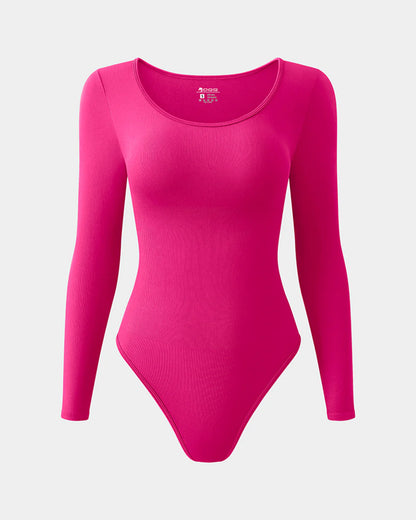 BODYSUIT MANGA LARGA CON CUELLO REDONDO Y TEXTURA CANALÉ