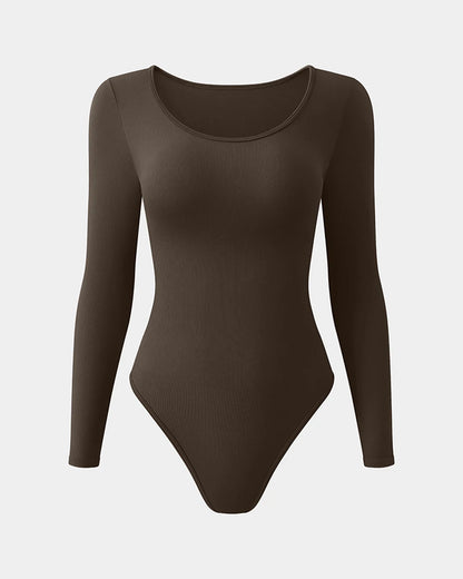 BODYSUIT MANGA LARGA CON CUELLO REDONDO Y TEXTURA CANALÉ