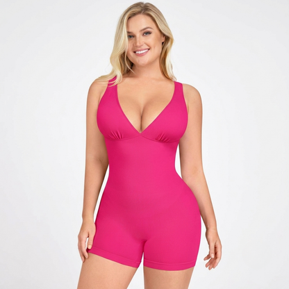 ENTERIZO CORTO CON CONTROL DE ABDOMEN Y BRA CON PUSH UP