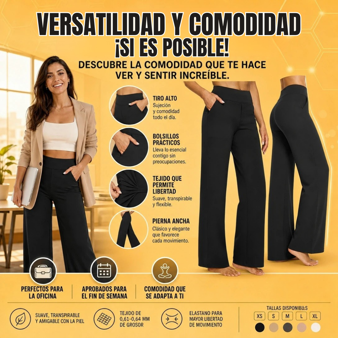 PANTALONES CASUALES TALLE ALTO Y CORTE HOLGADO SUPER VERSATILES