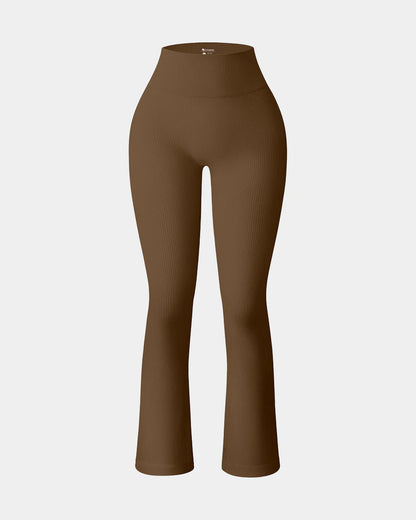 PANTALONES DE ENTRENAMIENTO TALLE ALTO CON CONTROL DE ABDOMEN Y BOTA CAMPANA