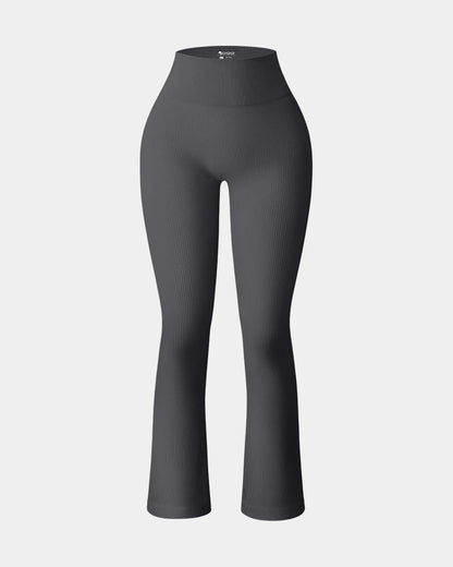 PANTALONES DE ENTRENAMIENTO TALLE ALTO CON CONTROL DE ABDOMEN Y BOTA CAMPANA