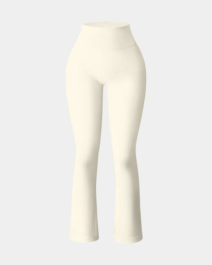 PANTALONES DE ENTRENAMIENTO TALLE ALTO CON CONTROL DE ABDOMEN Y BOTA CAMPANA