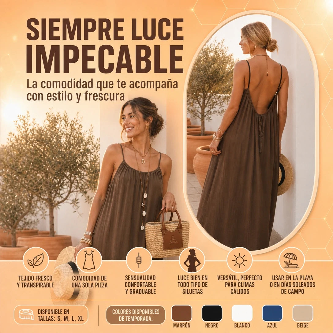MAXI-VESTIDO SIN MANGAS CON ESPALDA AJUSTABLE