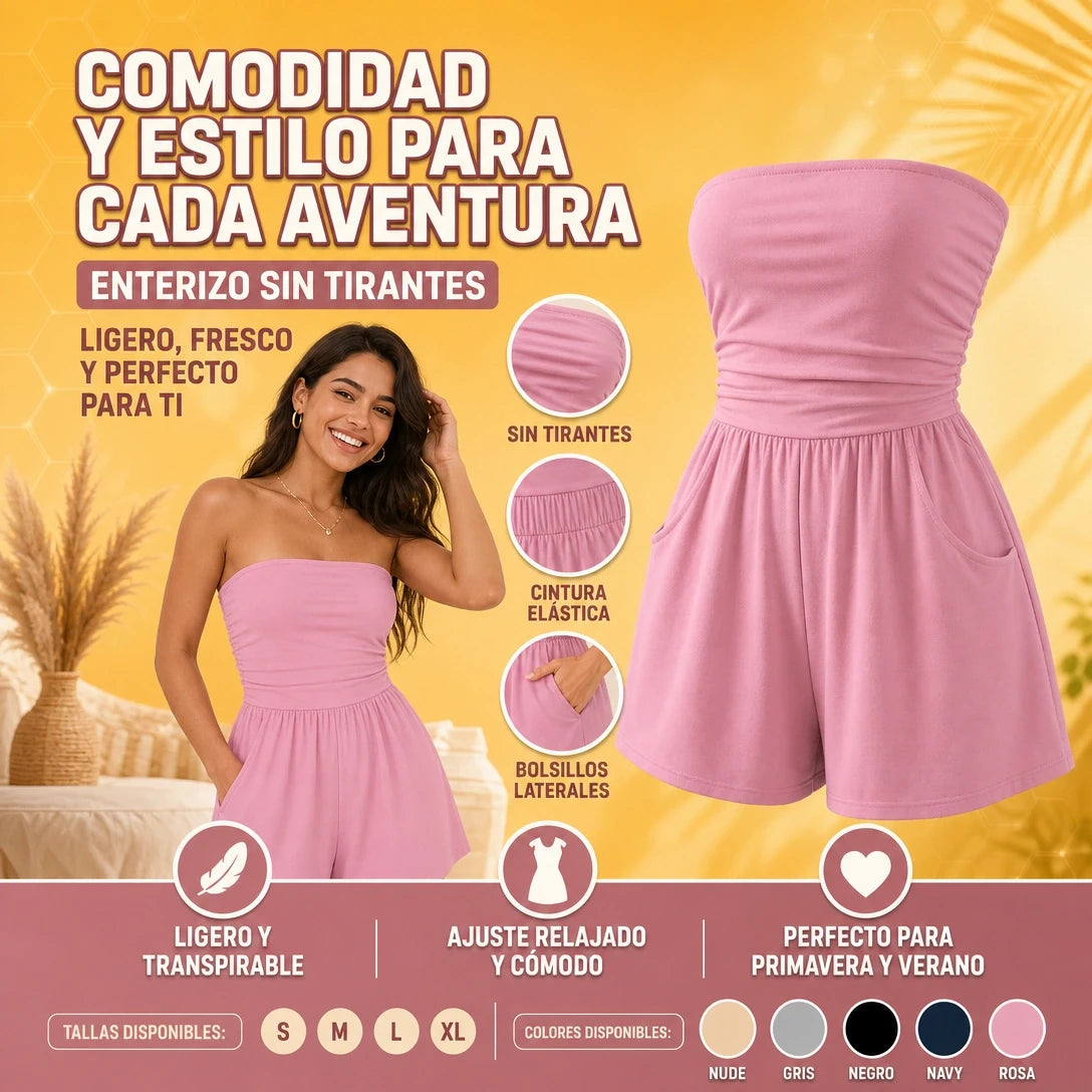 ENTERIZO STRAPLESS SUPER CÓMODO PARA VERANO