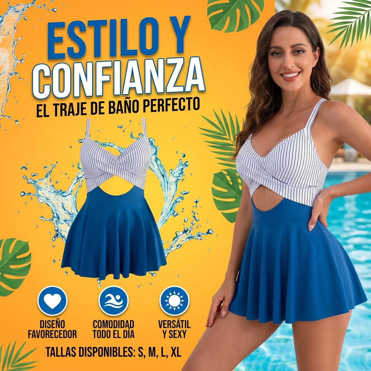 VESTIDO DE BAÑO CON PUSH UP REALZA TU FIGURA CON COMODIDAD