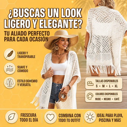 CÁRDIGAN TEJIDO ESTILO BOHOCHIC PERFECTO PARA VERANO