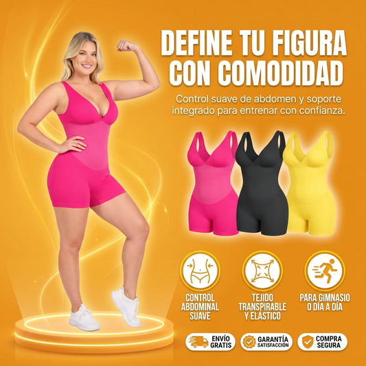 ENTERIZO CORTO CON CONTROL DE ABDOMEN Y BRA CON PUSH UP