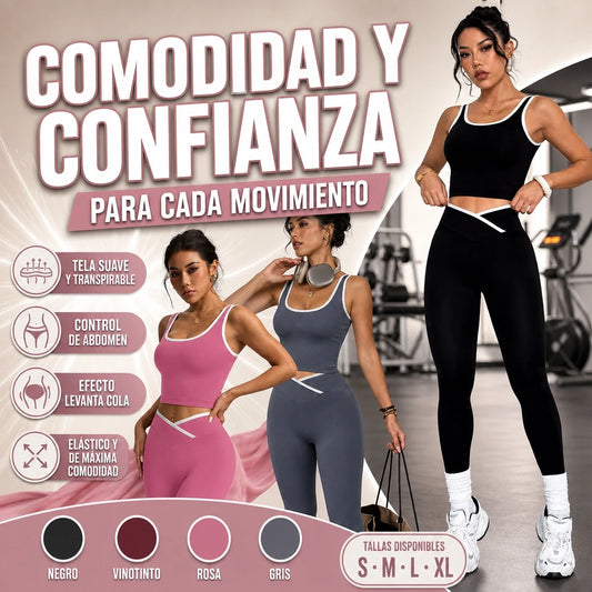 CONJUNTO DEPORTIVO DE 2 PIEZAS SIN COSTURAS PARA HACER EJERCICIO