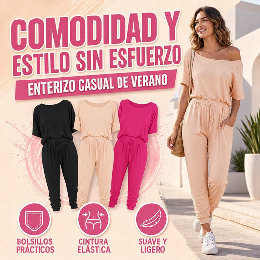 ENTERIZO CON HOMBROS DESCUBIERTOS Y BOLSILLOS PARA VERANO