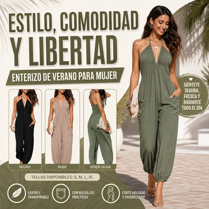 ENTERIZO SIN MANGAS, CUELLO EN V Y ESPALDA DESCUBIERTA SUPER SEXY