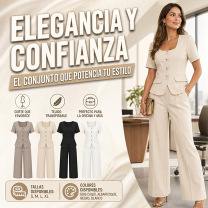 CONJUNTO DE DOS PIEZAS TIPO SASTRE ELEGANCIA Y COMODIDAD